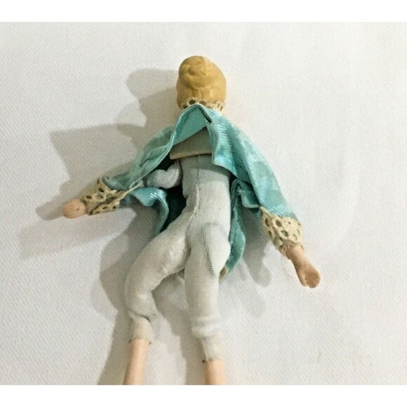 Vintage Porcelain Dollhouse Doll Victorian Green Dress 5 1/2 “ - Picture 4 of 5